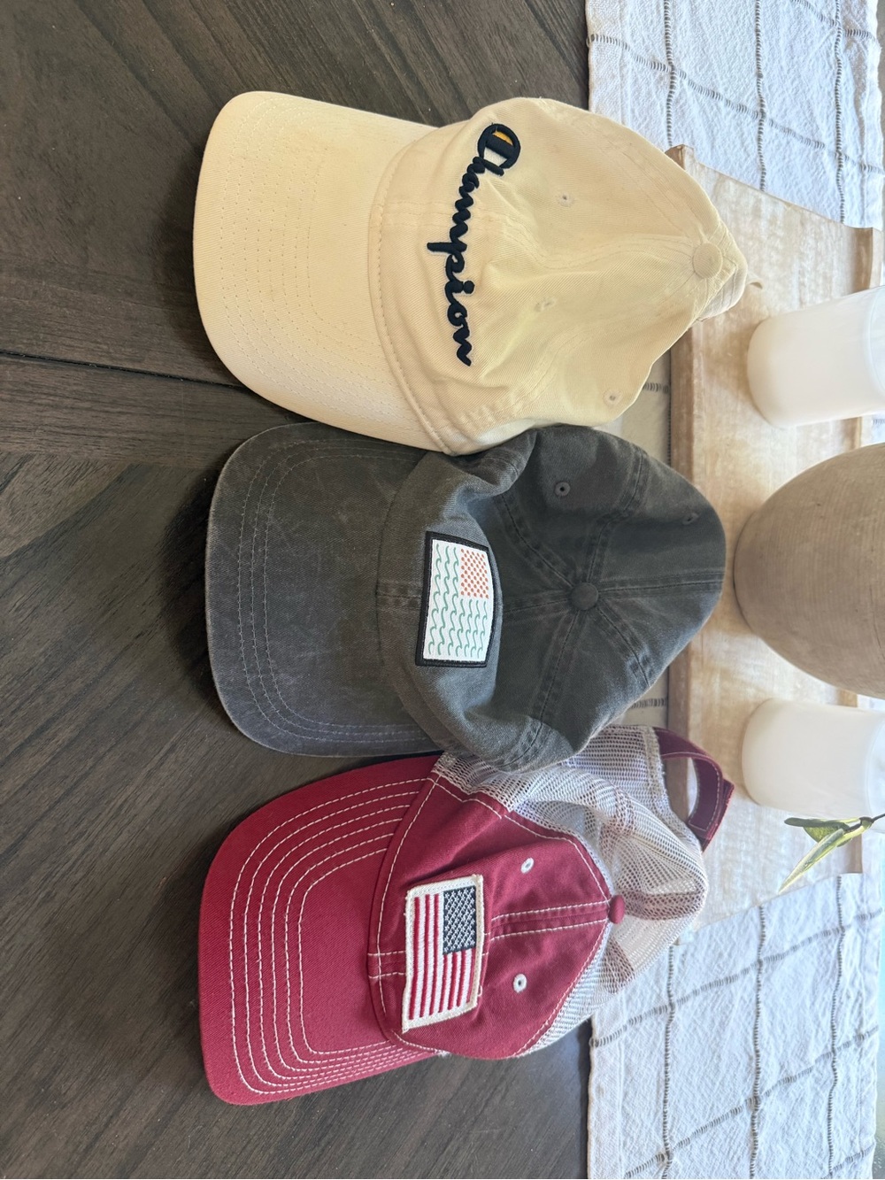 3 baseball caps